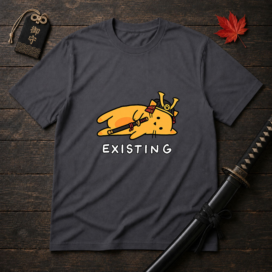 Samurai Cat Lying Down T-Shirt
