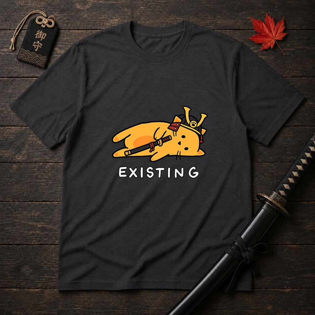 Samurai Cat Lying Down T-Shirt