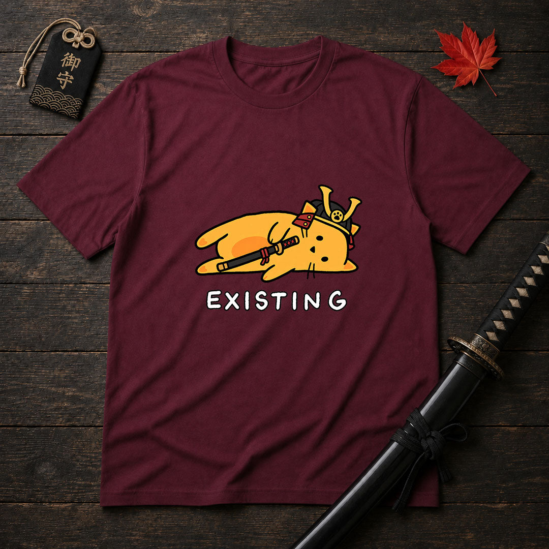 Samurai Cat Lying Down T-Shirt