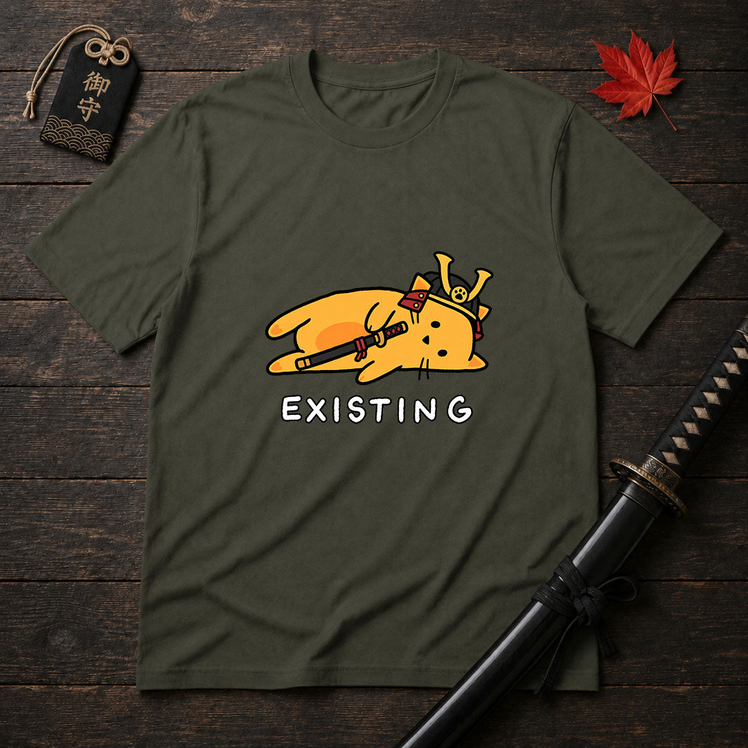 Samurai Cat Lying Down T-Shirt