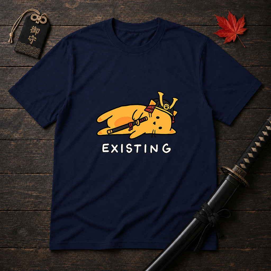 Samurai Cat Lying Down T-Shirt