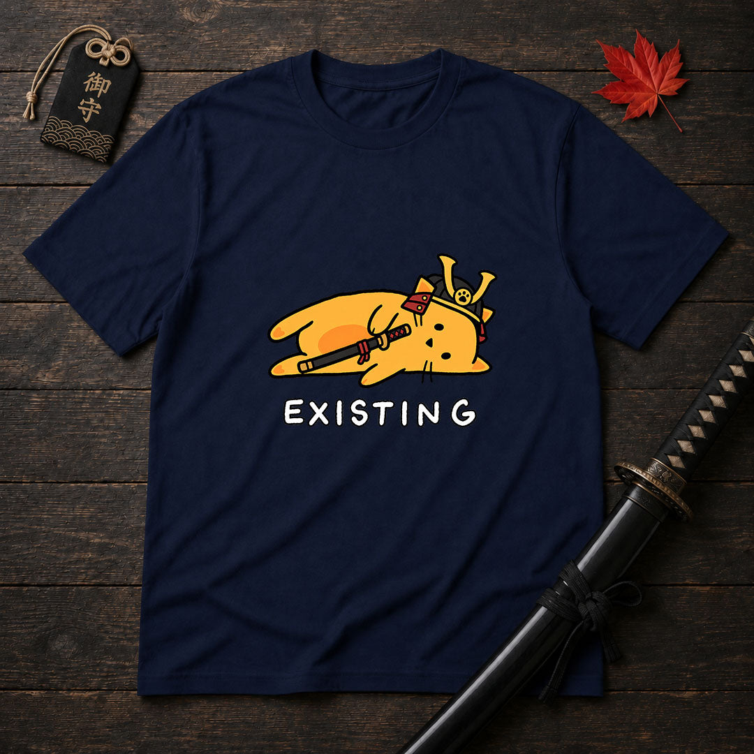 Samurai Cat Lying Down T-Shirt