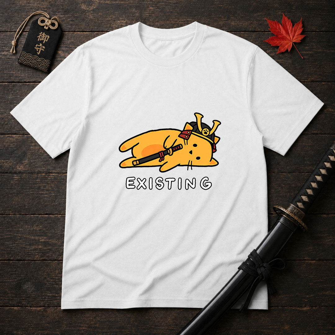 Samurai Cat Lying Down T-Shirt