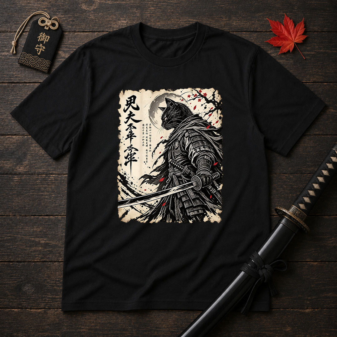 Samurai Cat Moon T-Shirt