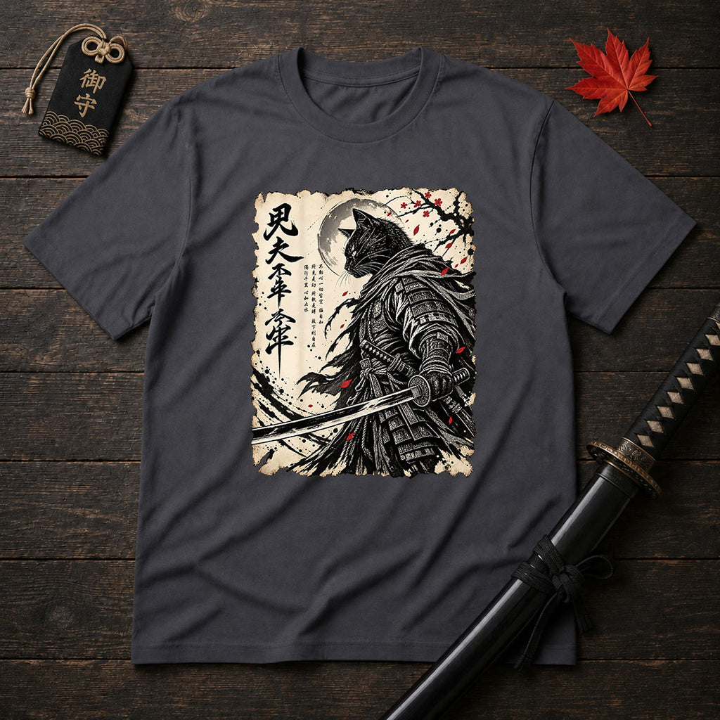 Samurai Cat Moon T-Shirt