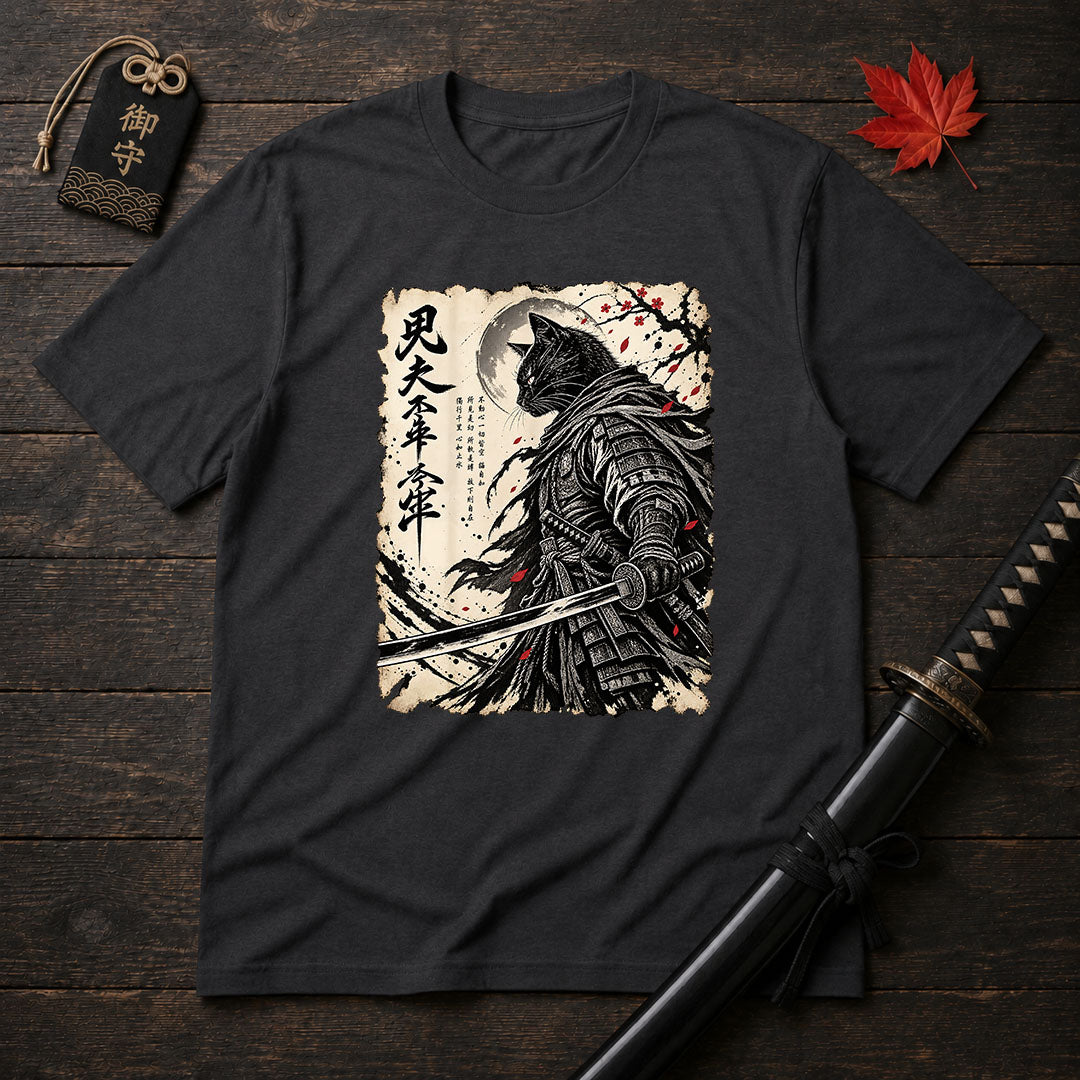 Samurai Cat Moon T-Shirt