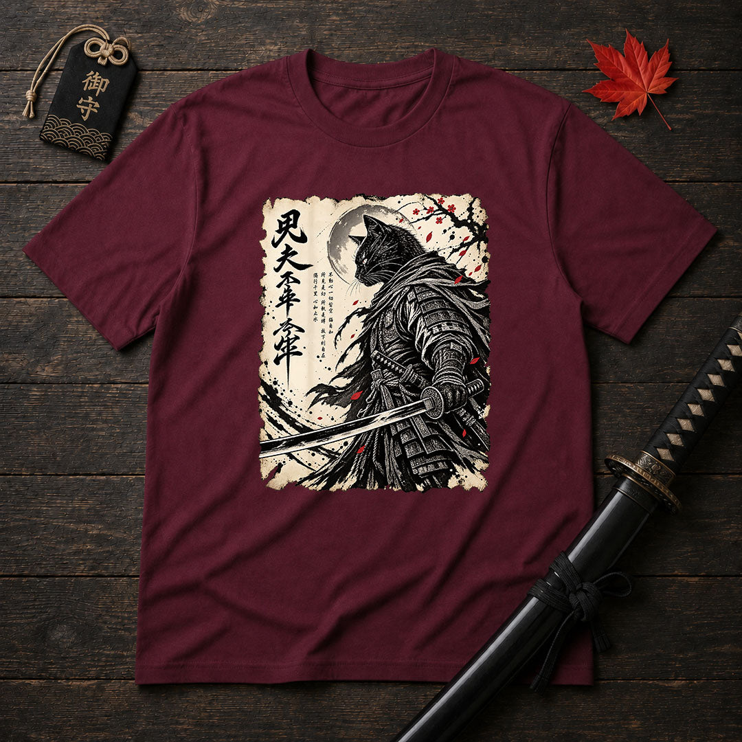 Samurai Cat Moon T-Shirt