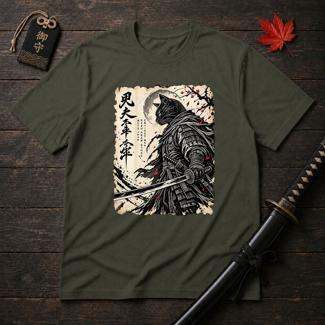 Samurai Cat Moon T-Shirt