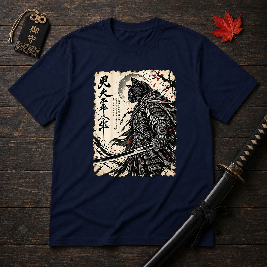 Samurai Cat Moon T-Shirt
