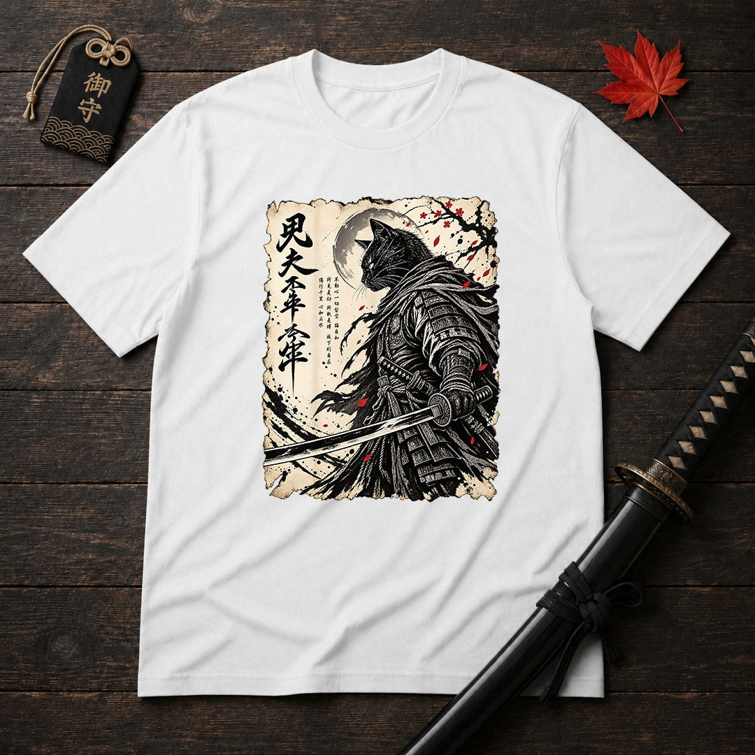 Samurai Cat Moon T-Shirt