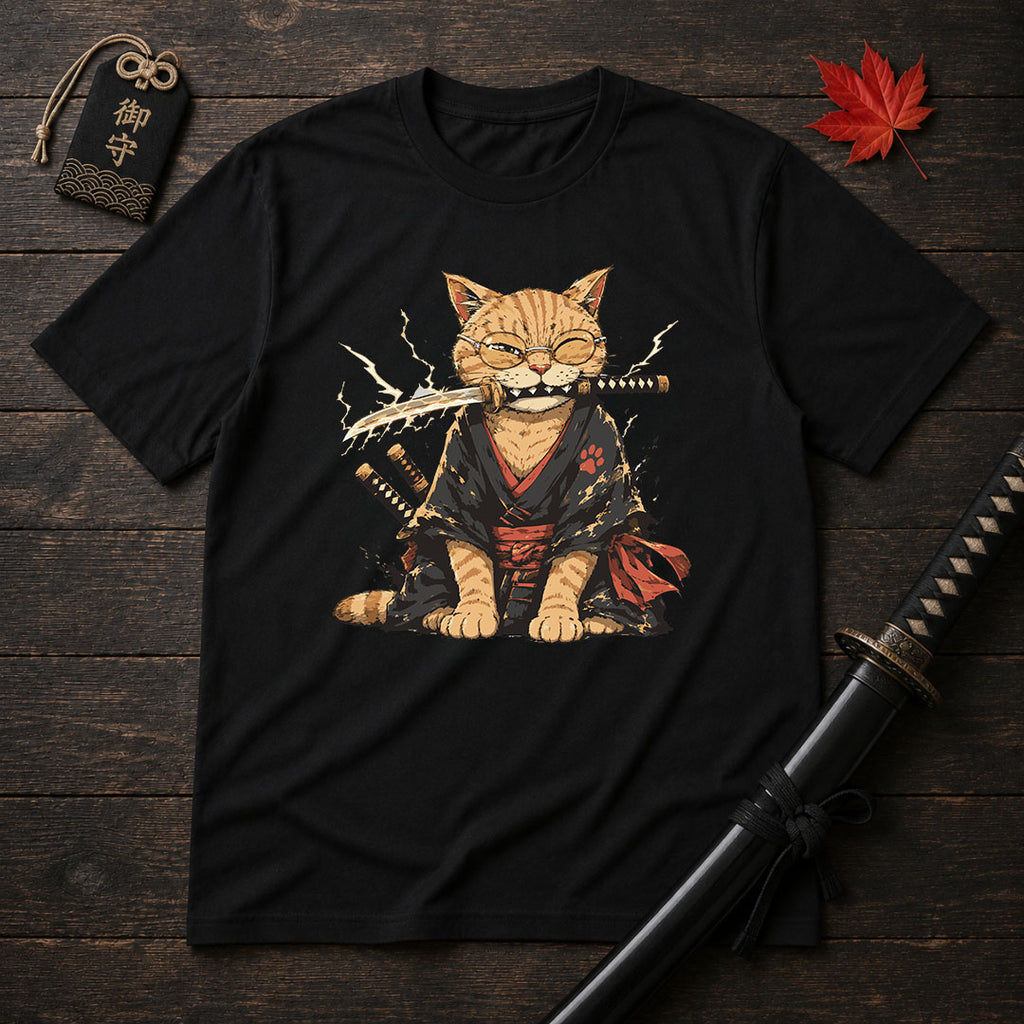 Samurai Cat With Katana T-Shirt
