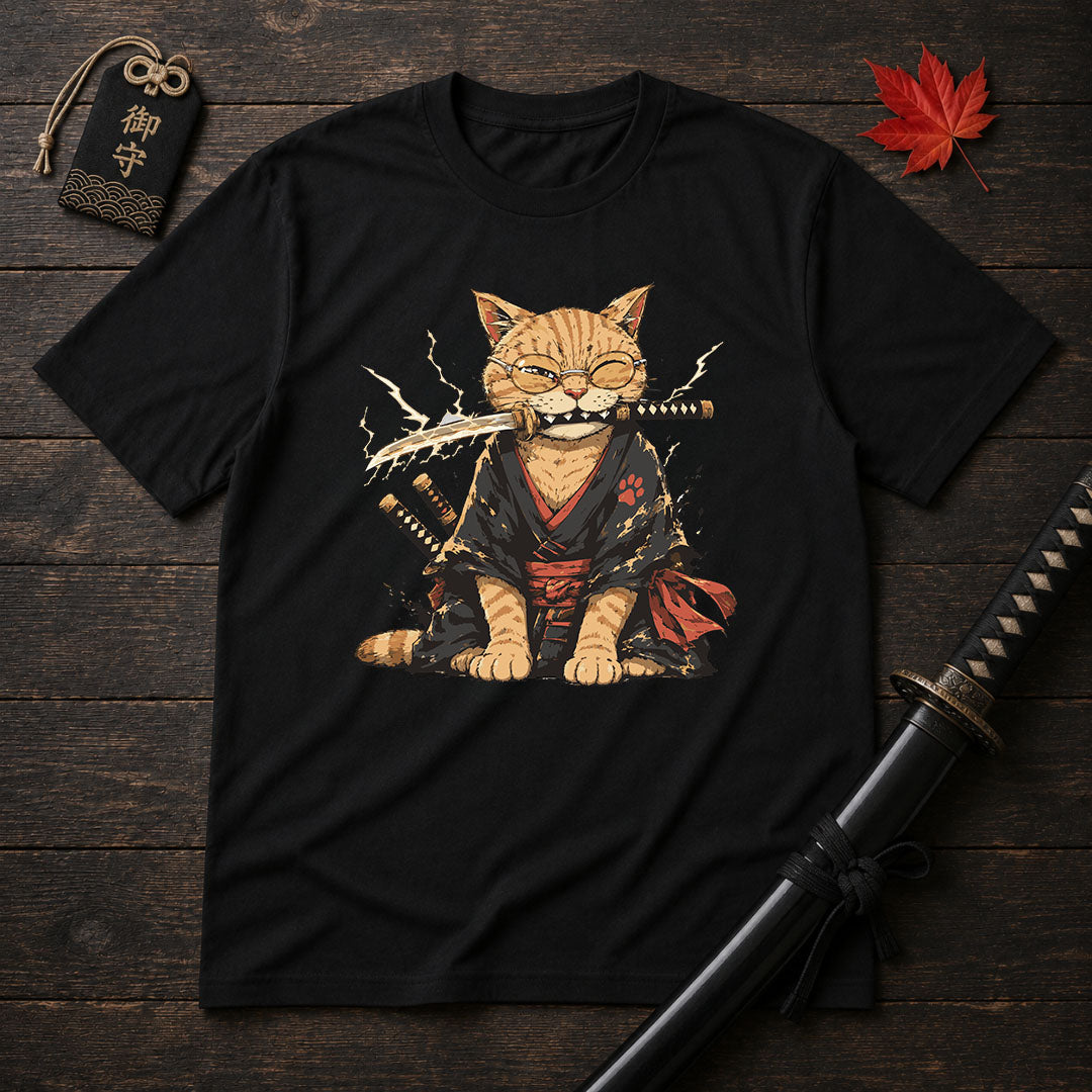 Samurai Cat With Katana T-Shirt