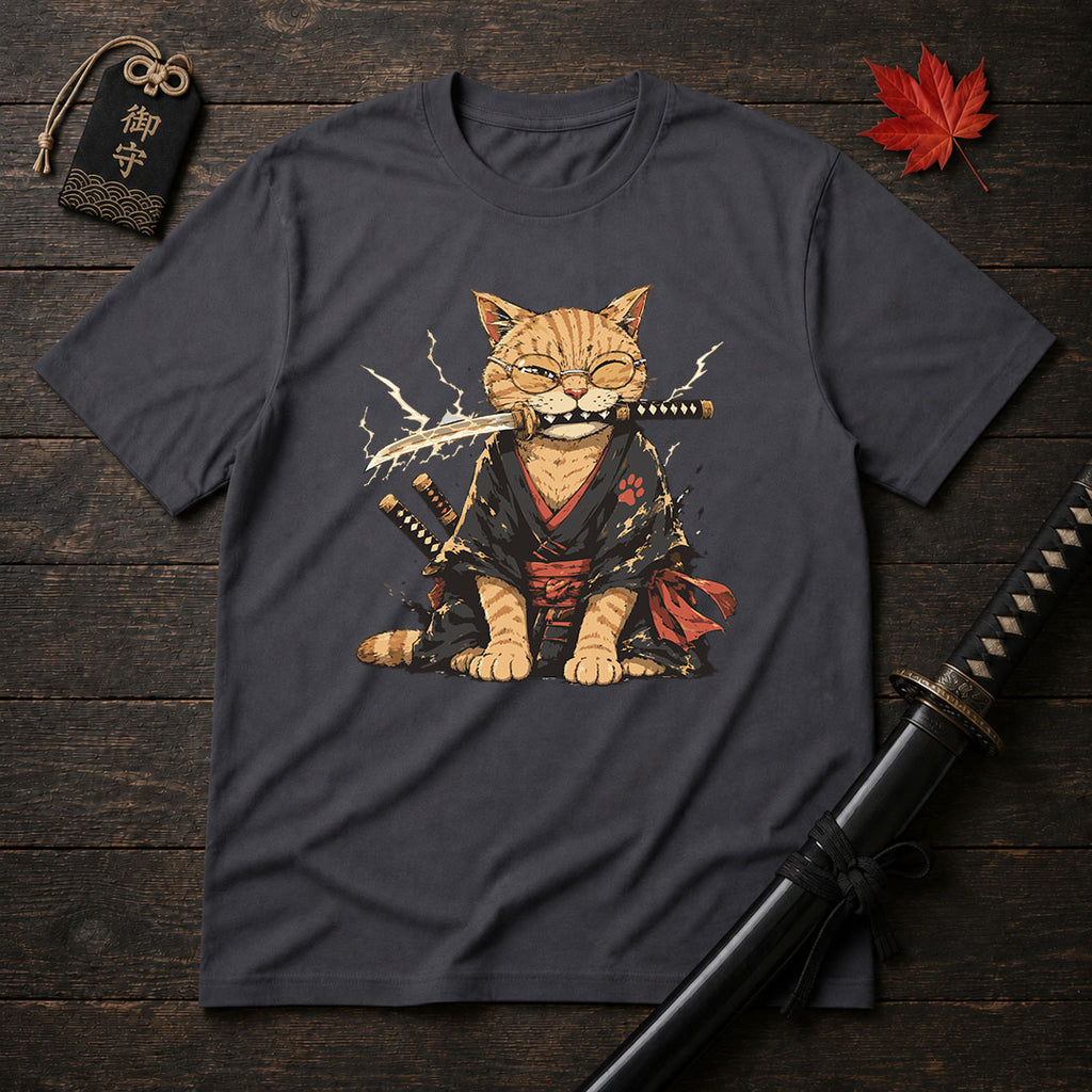 Samurai Cat With Katana T-Shirt