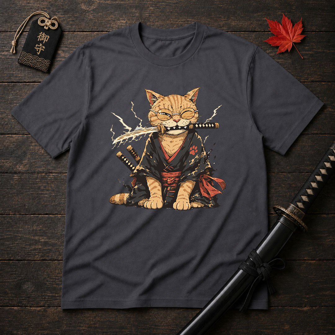 Samurai Cat With Katana T-Shirt