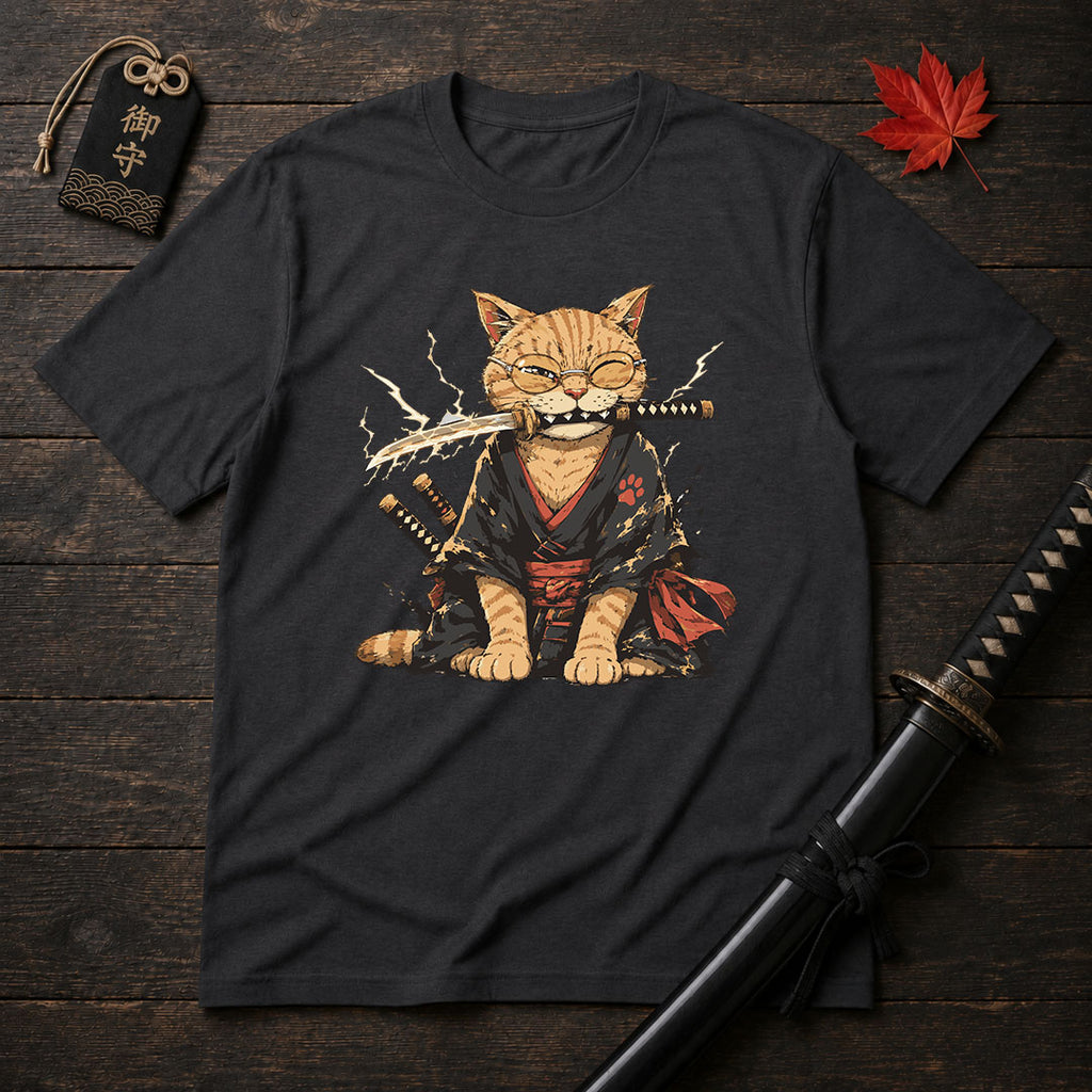 Samurai Cat With Katana T-Shirt