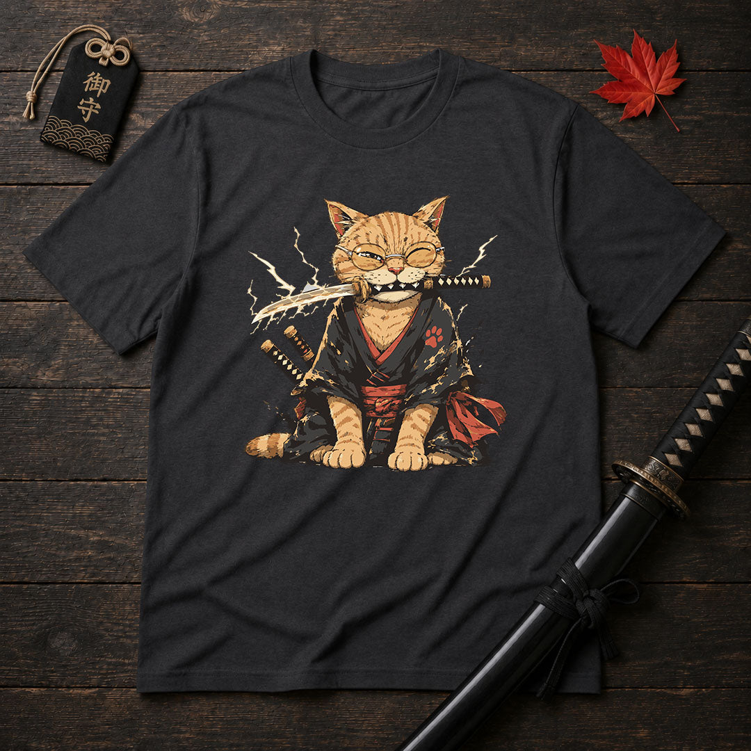 Samurai Cat With Katana T-Shirt