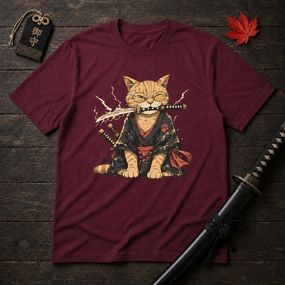 Samurai Cat With Katana T-Shirt