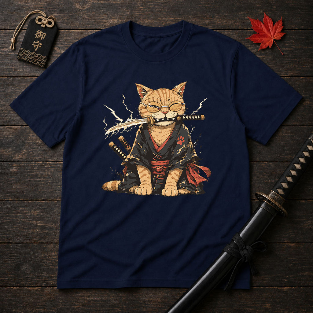 Samurai Cat With Katana T-Shirt