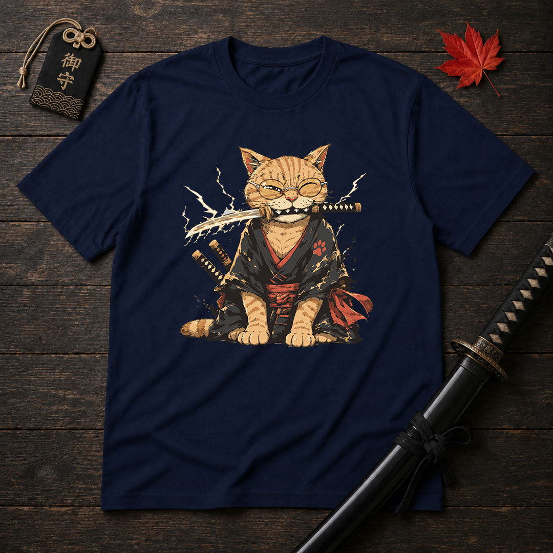 Samurai Cat With Katana T-Shirt