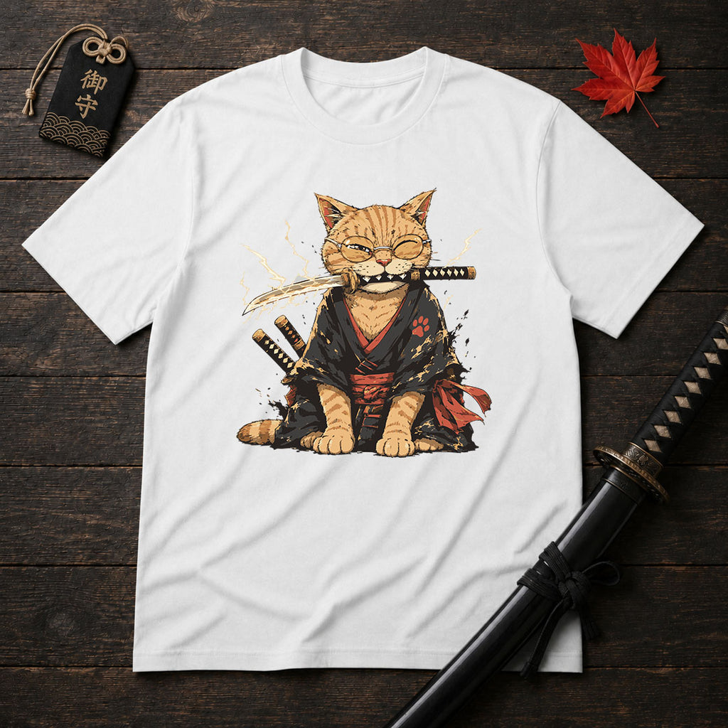 Samurai Cat With Katana T-Shirt