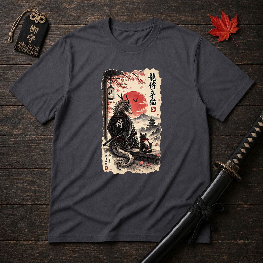 Samurai Dragon And Kitten T-Shirt