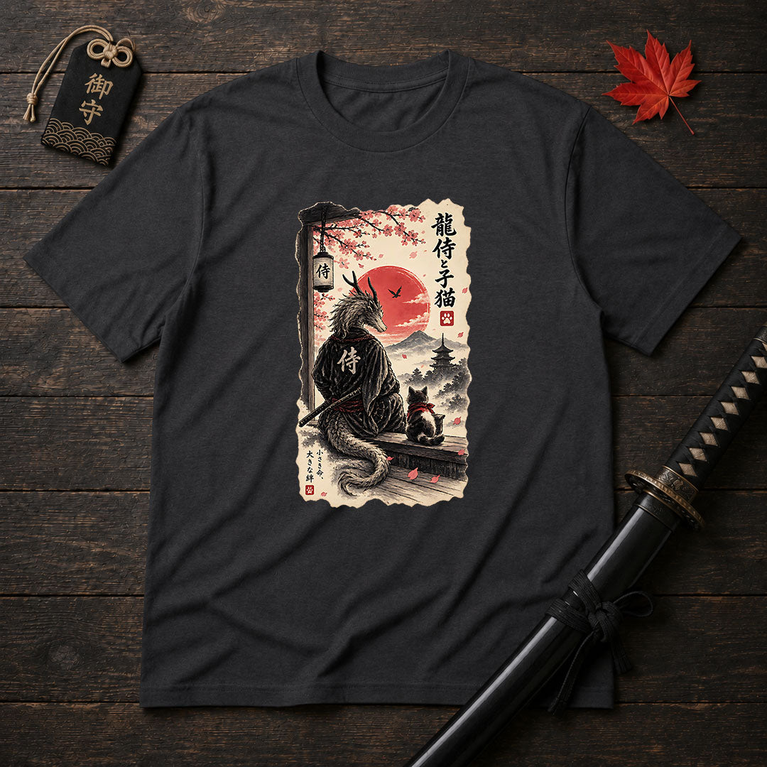 Samurai Dragon And Kitten T-Shirt