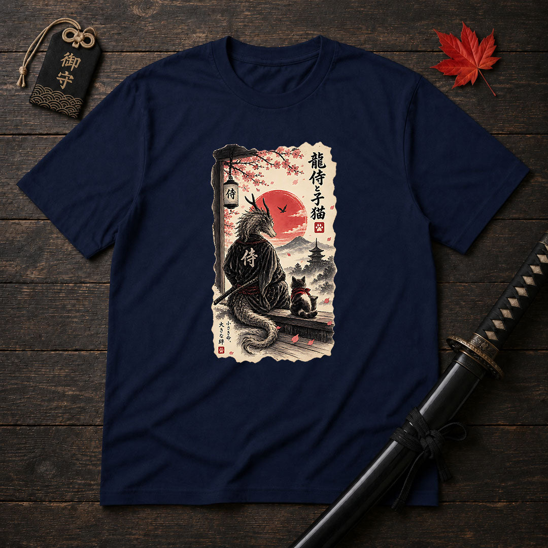 Samurai Dragon And Kitten T-Shirt