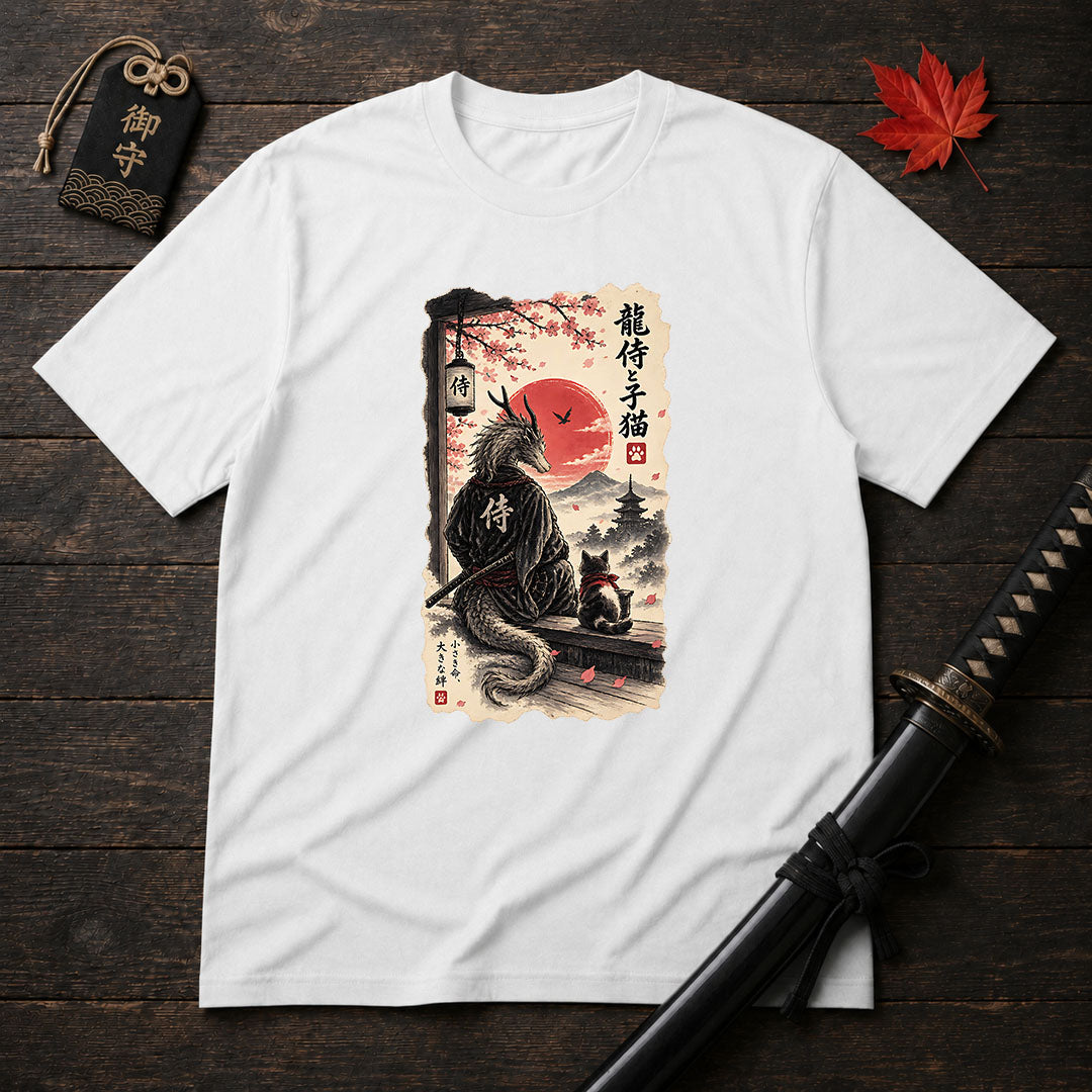 Samurai Dragon And Kitten T-Shirt