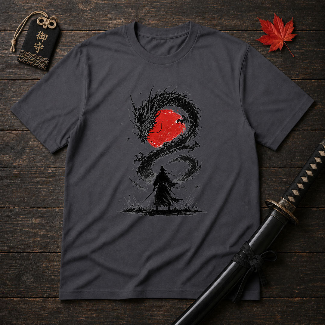 Samurai Facing Dragon T-Shirt