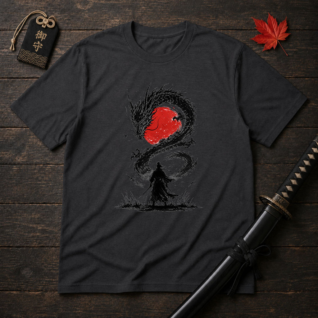 Samurai Facing Dragon T-Shirt