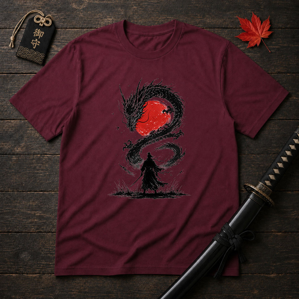 Samurai Facing Dragon T-Shirt