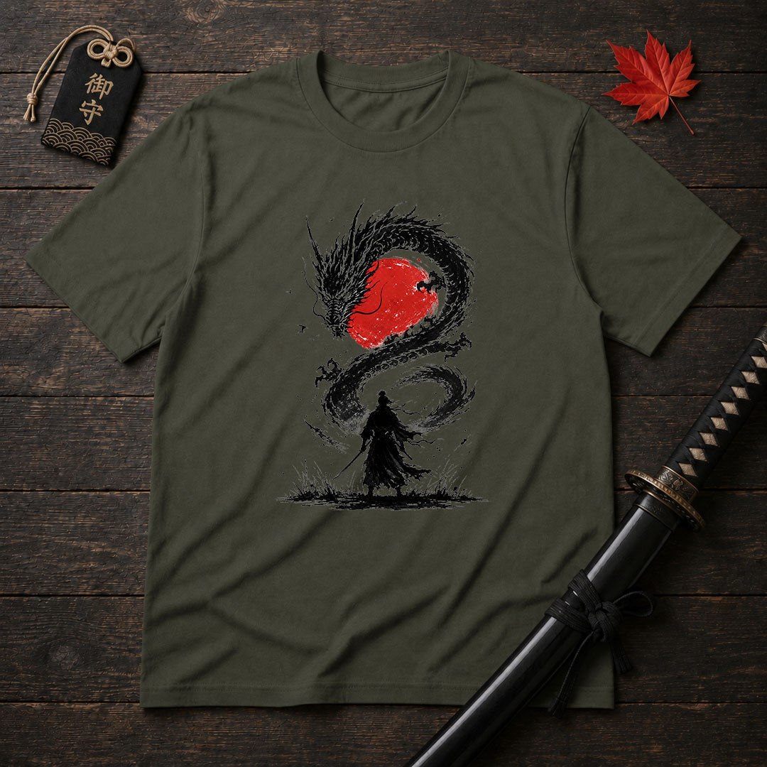 Samurai Facing Dragon T-Shirt