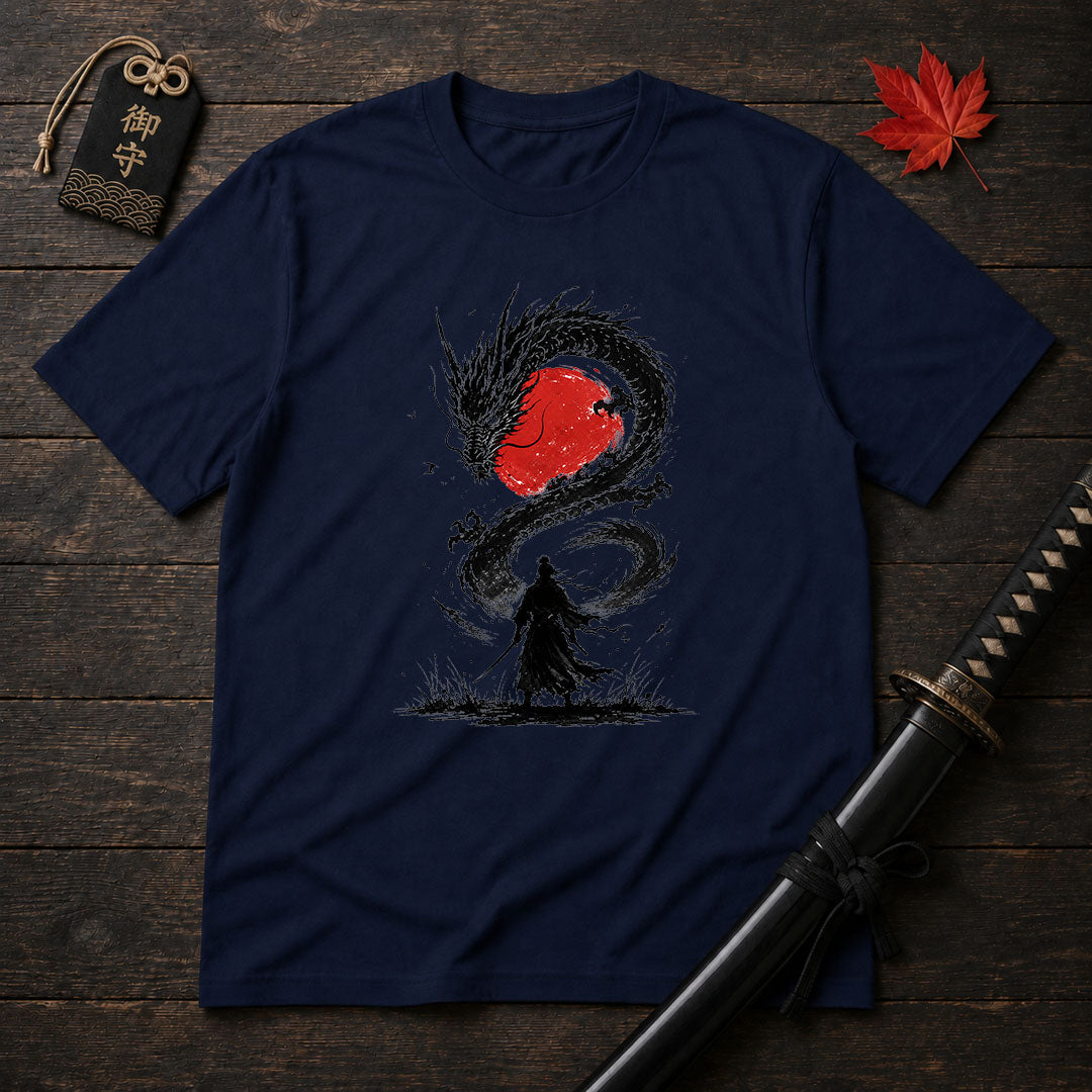 Samurai Facing Dragon T-Shirt