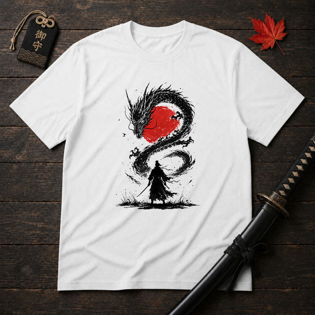 Samurai Facing Dragon T-Shirt
