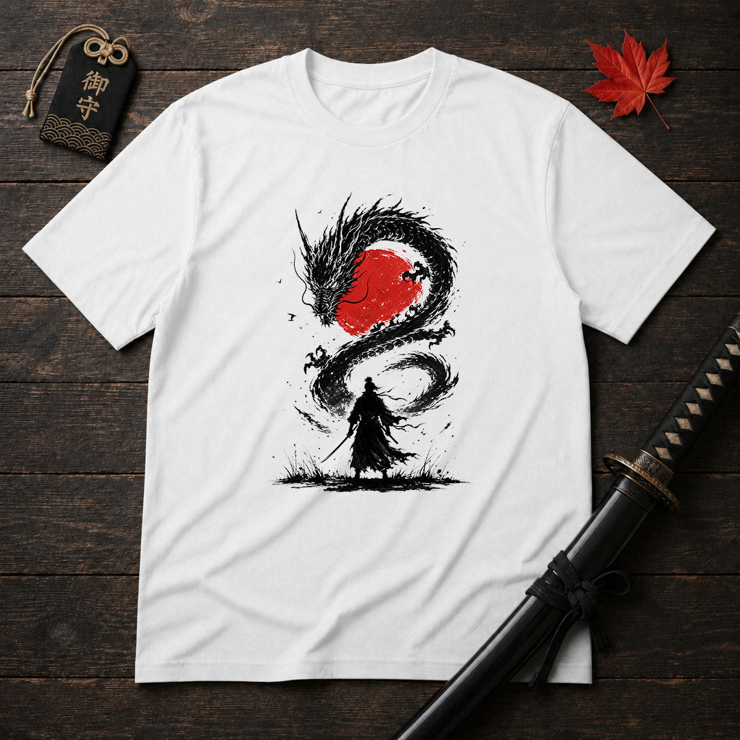 Samurai Facing Dragon T-Shirt