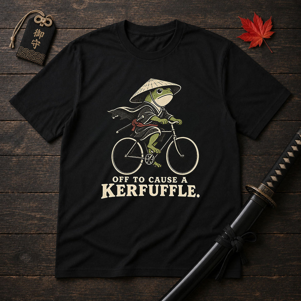 Samurai Frog On Bicycle T-Shirt