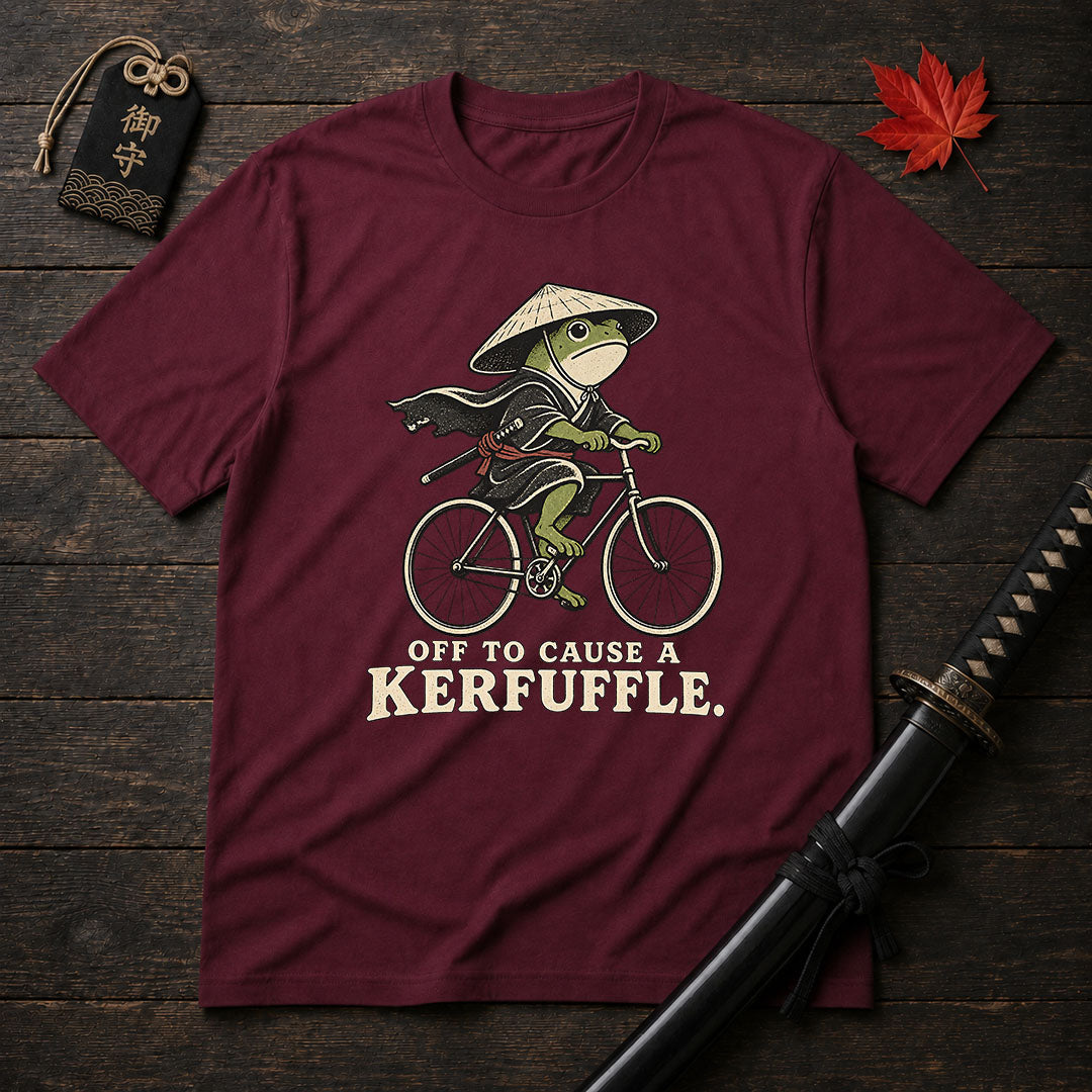 Samurai Frog On Bicycle T-Shirt