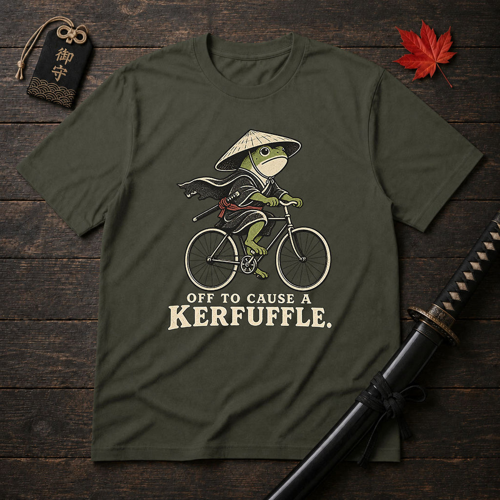 Samurai Frog On Bicycle T-Shirt