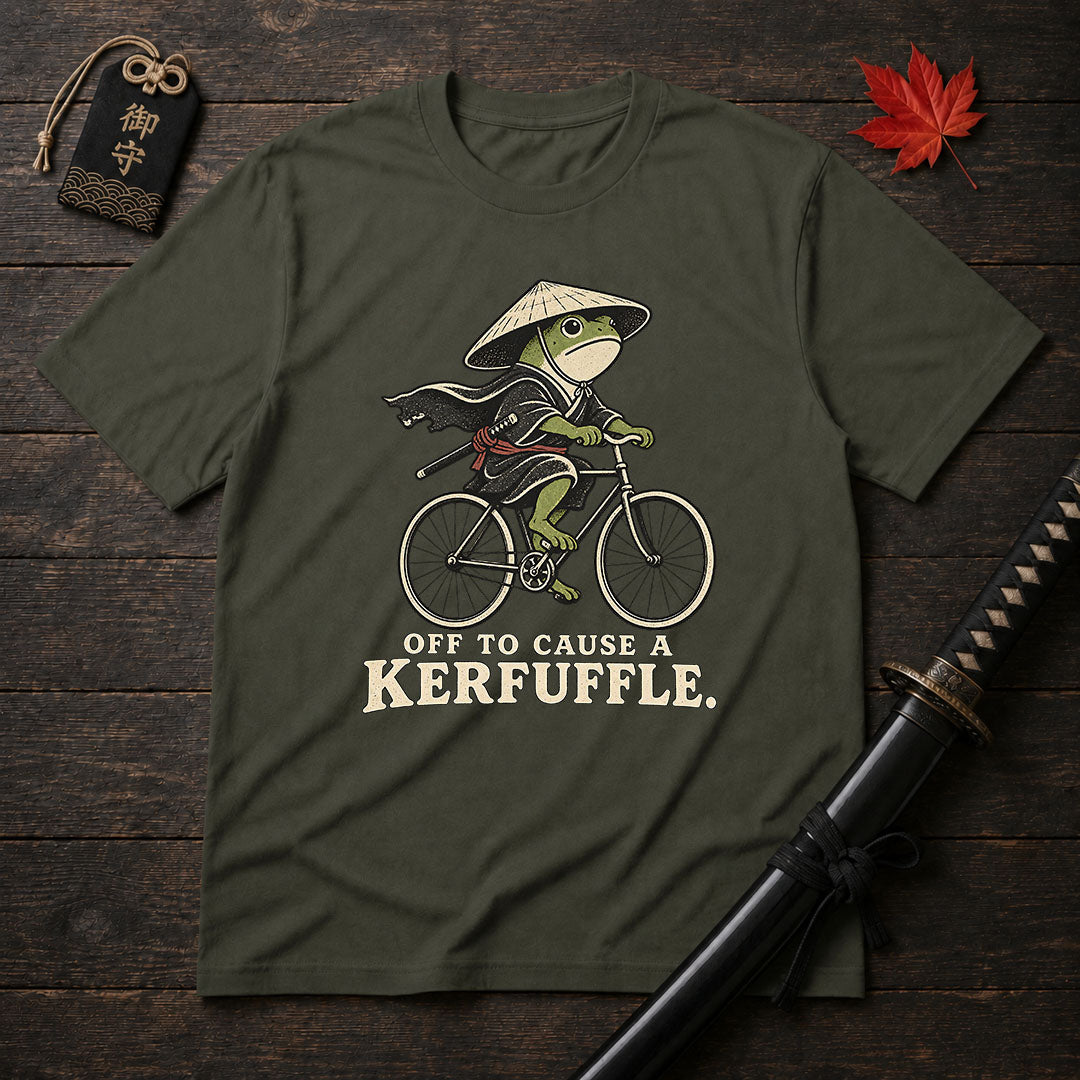 Samurai Frog On Bicycle T-Shirt