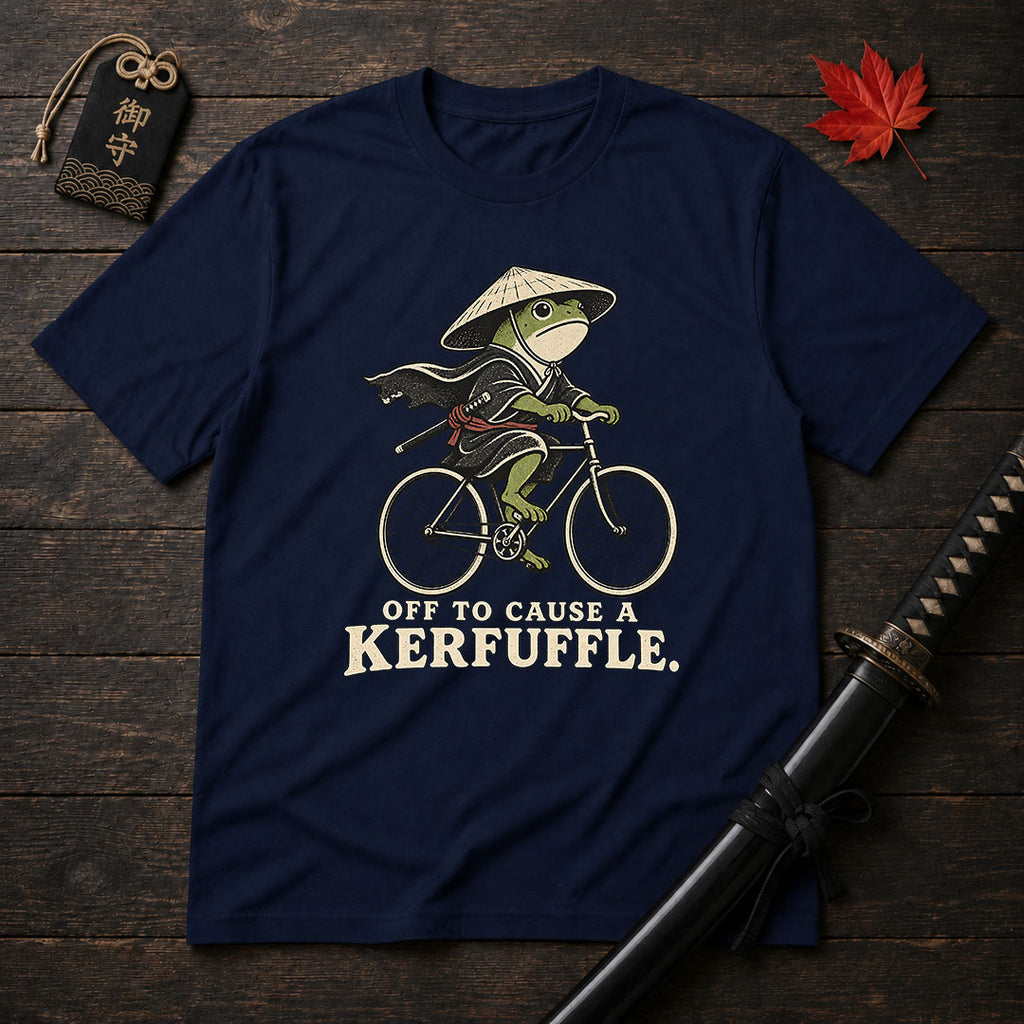 Samurai Frog On Bicycle T-Shirt