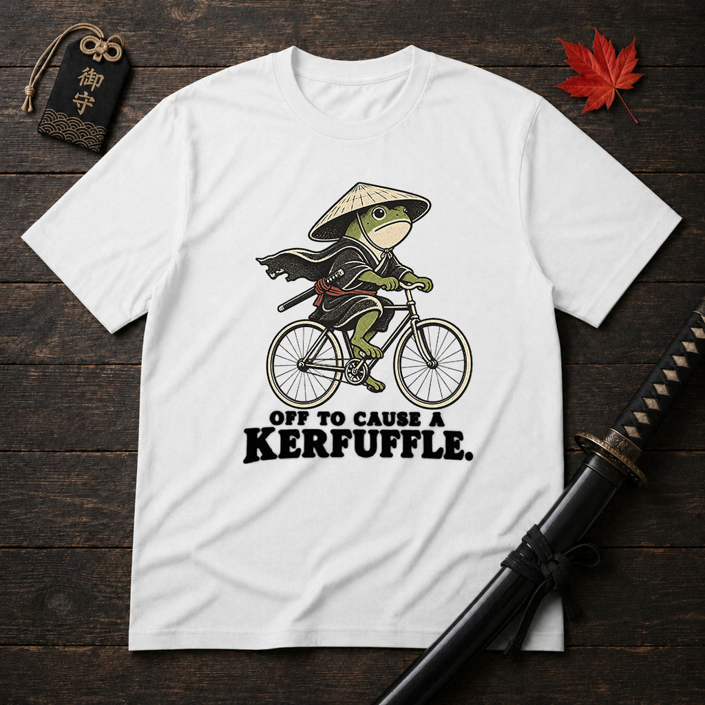 Samurai Frog On Bicycle T-Shirt