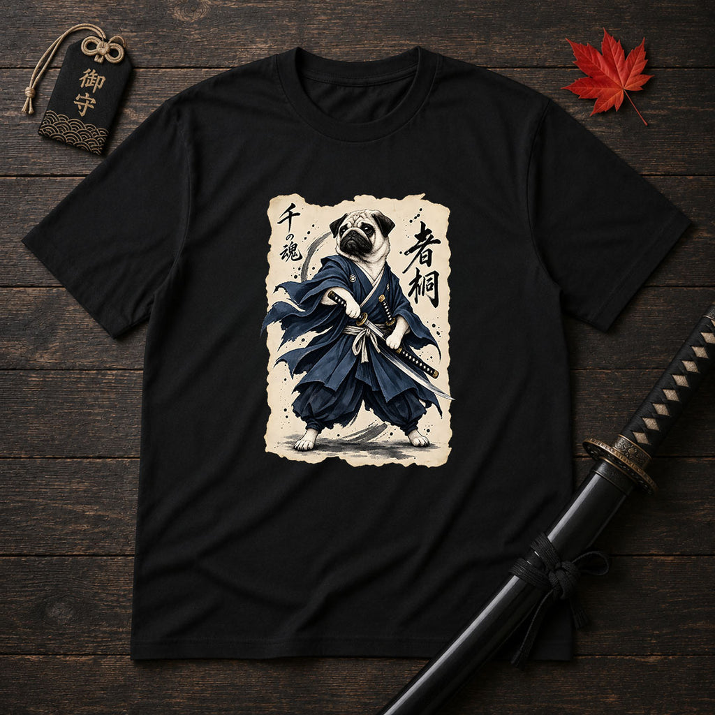 Samurai Pug Warrior T-Shirt