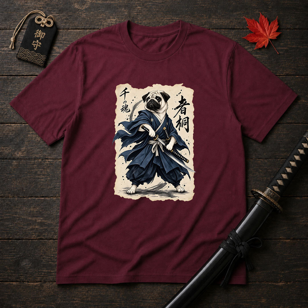 Samurai Pug Warrior T-Shirt