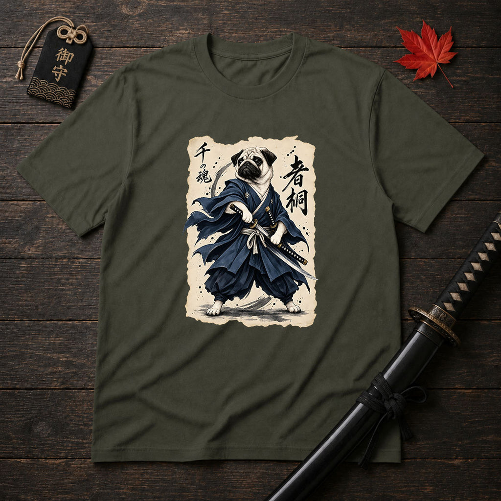 Samurai Pug Warrior T-Shirt