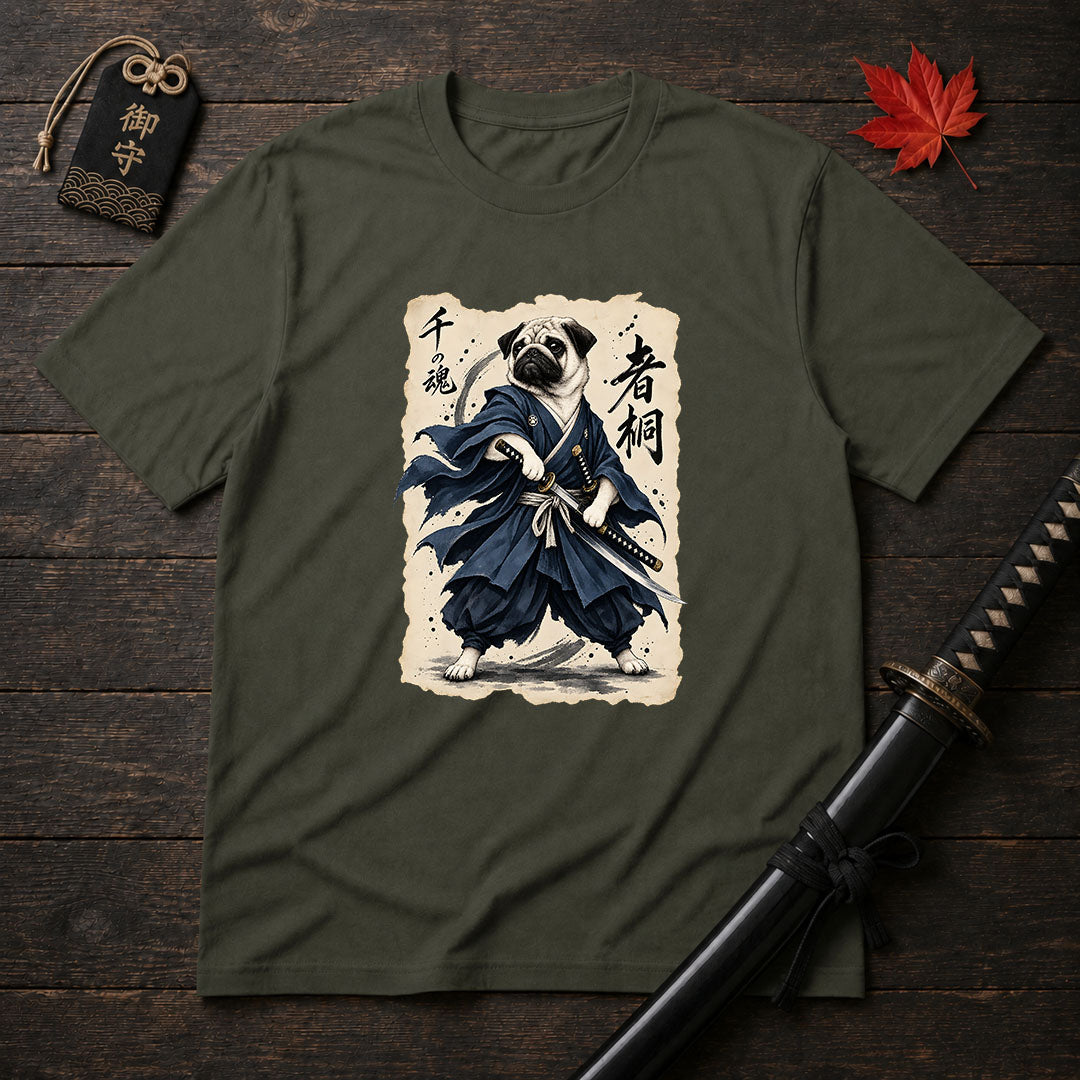 Samurai Pug Warrior T-Shirt