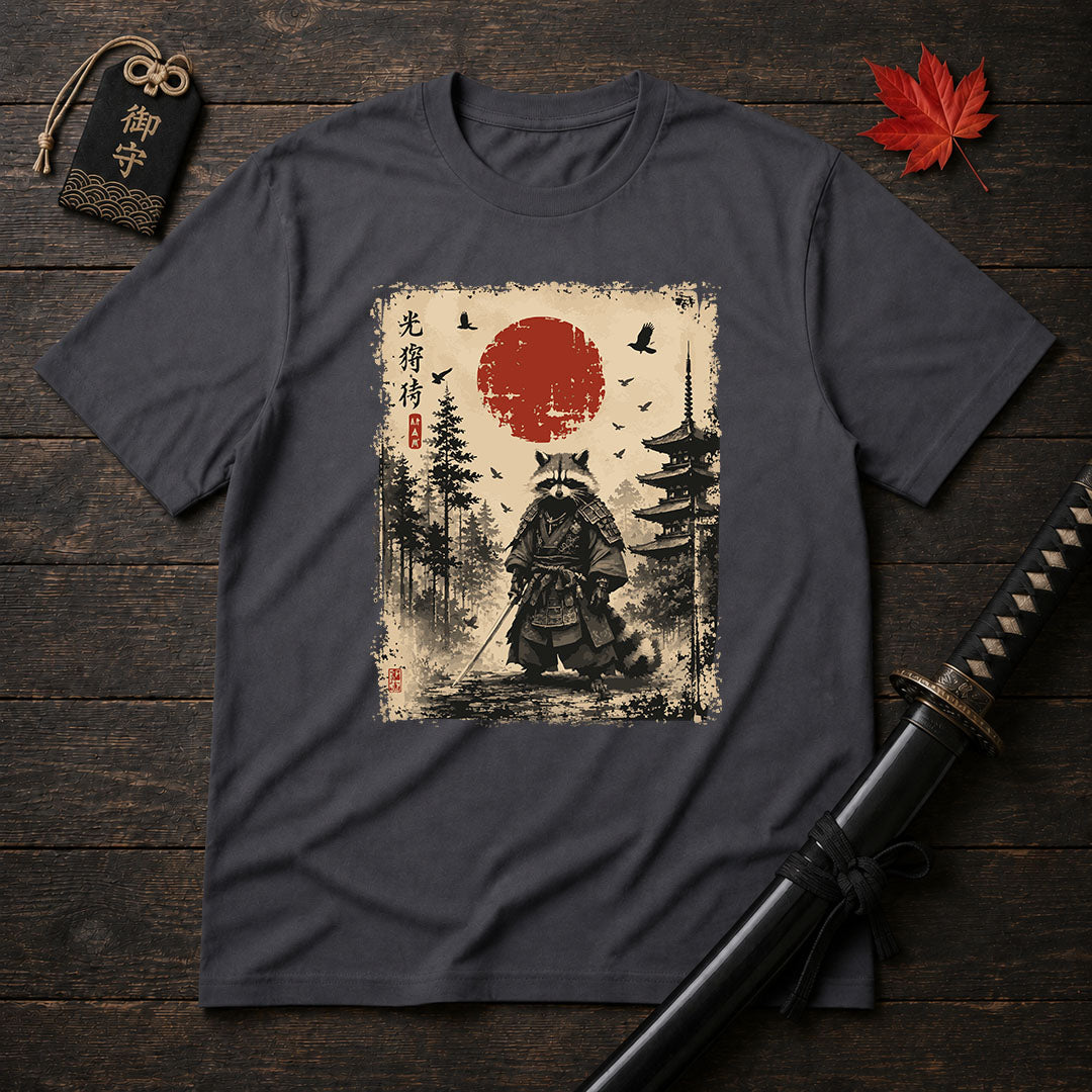 Samurai Raccoon Sunset T-Shirt