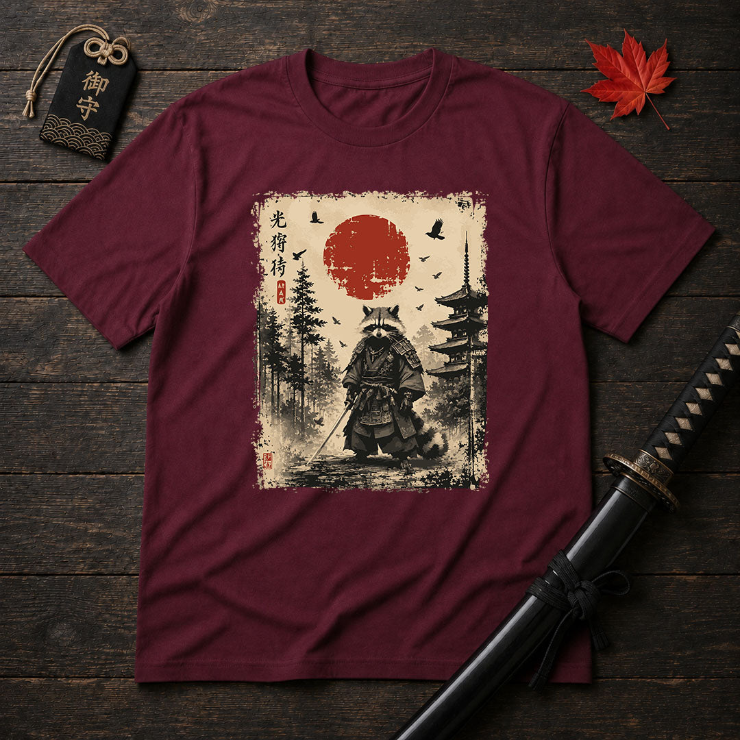 Samurai Raccoon Sunset T-Shirt
