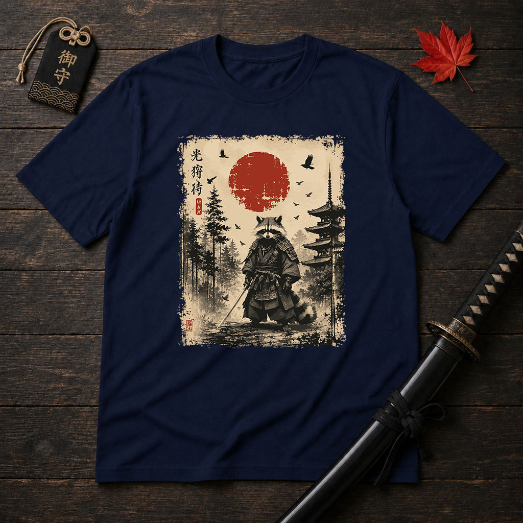 Samurai Raccoon Sunset T-Shirt