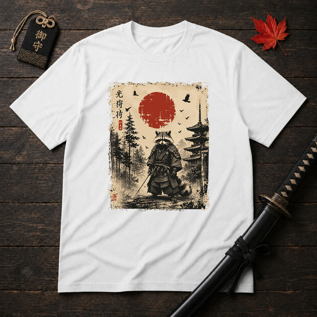 Samurai Raccoon Sunset T-Shirt