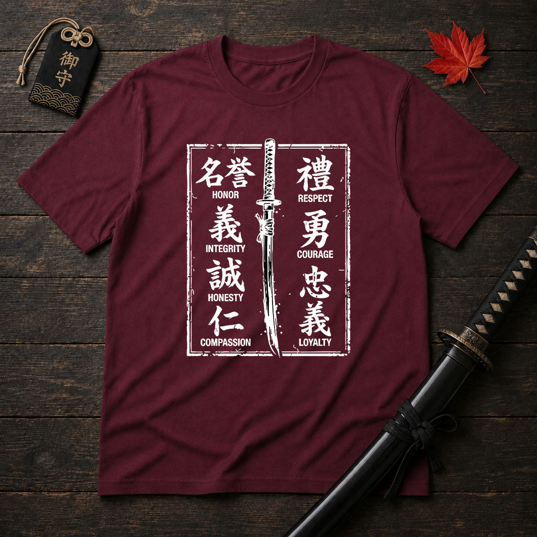 Samurai Sword and Virtues T-Shirt